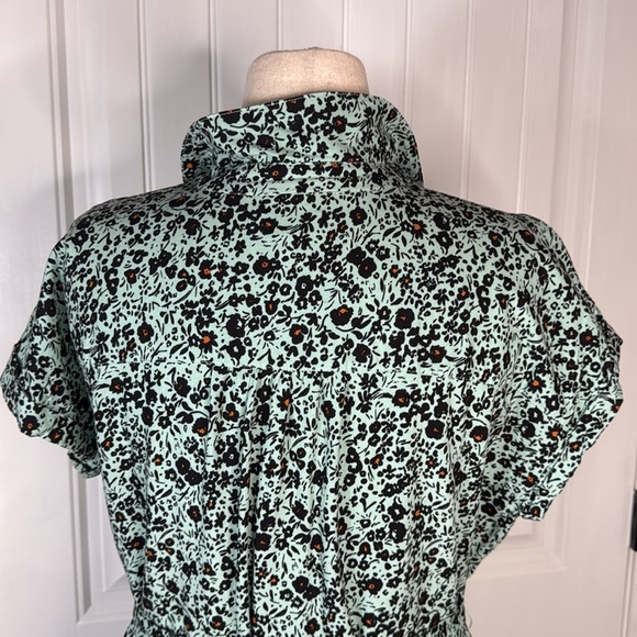Wonderly midi Dress Size Large Weekend Belted Shirt Dress Merry Mint Floral - Picture 9 of 13
